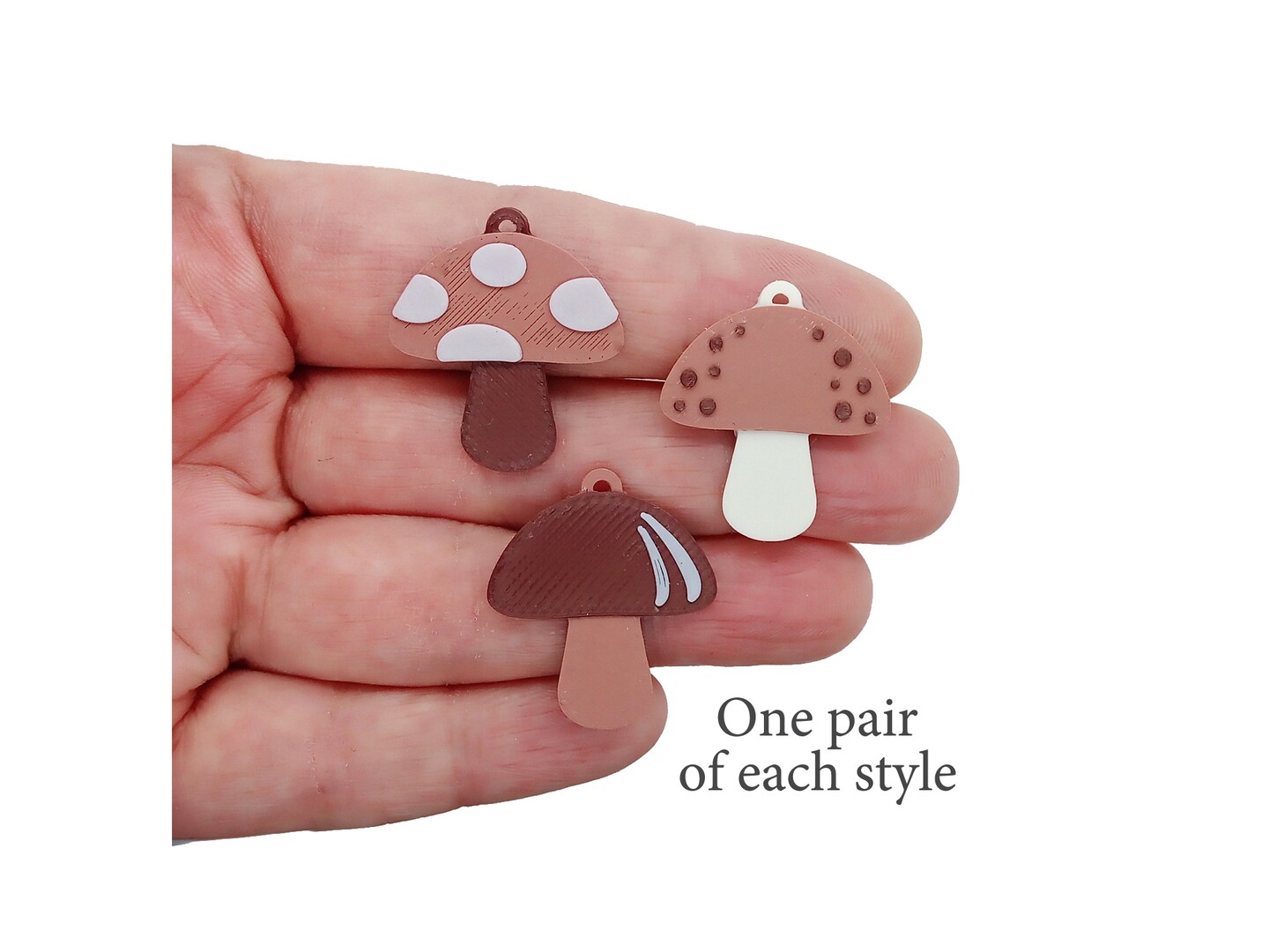 Pairs of Mushroom Charms for Earring Making, 6 pieces, Cute Mushroom Pendants, Adorabilities