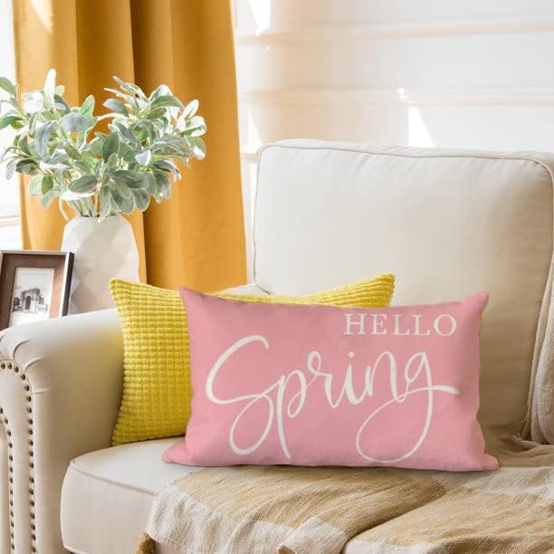 Hello Spring Lumbar Throw Pillow Covers: Refresh Your Sofa with Springtime Charm