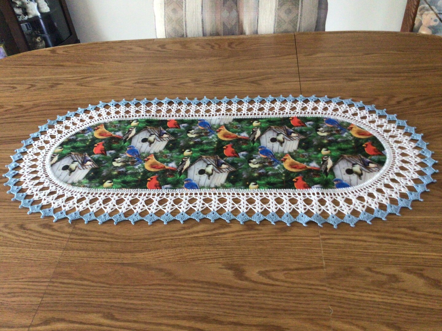 Crochet Table Runner Birdhouses Birds Handmade Fabric Gift Best Doilies
