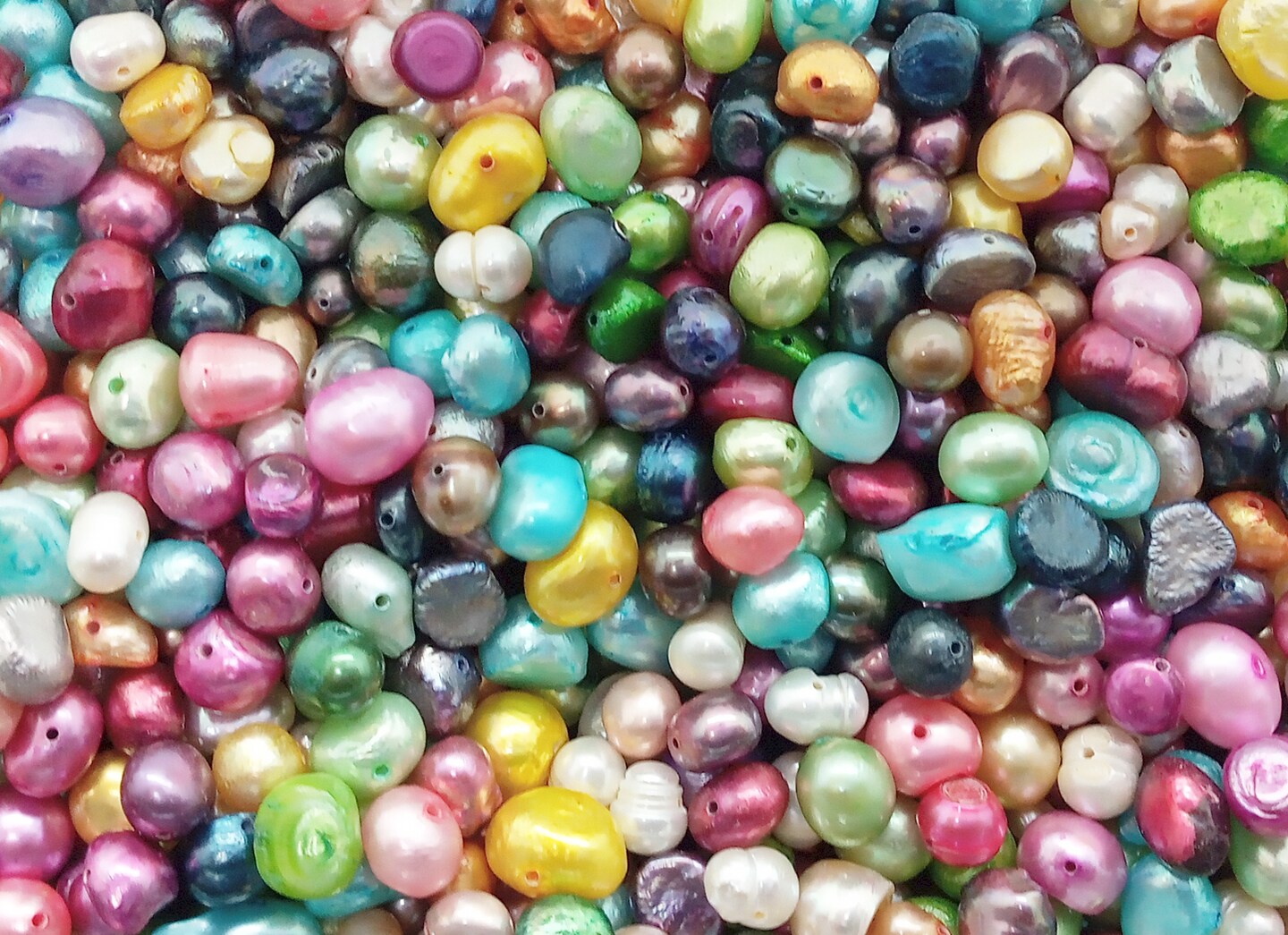 Freshwater Pearl Bead Mix, 80 pcs, White &#x26; Colorful Pearls, 4mm - 10mm, Adorabilites