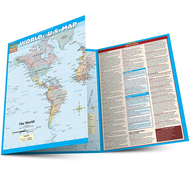 World &#x26; U.S. Map Laminated Reference Guide
