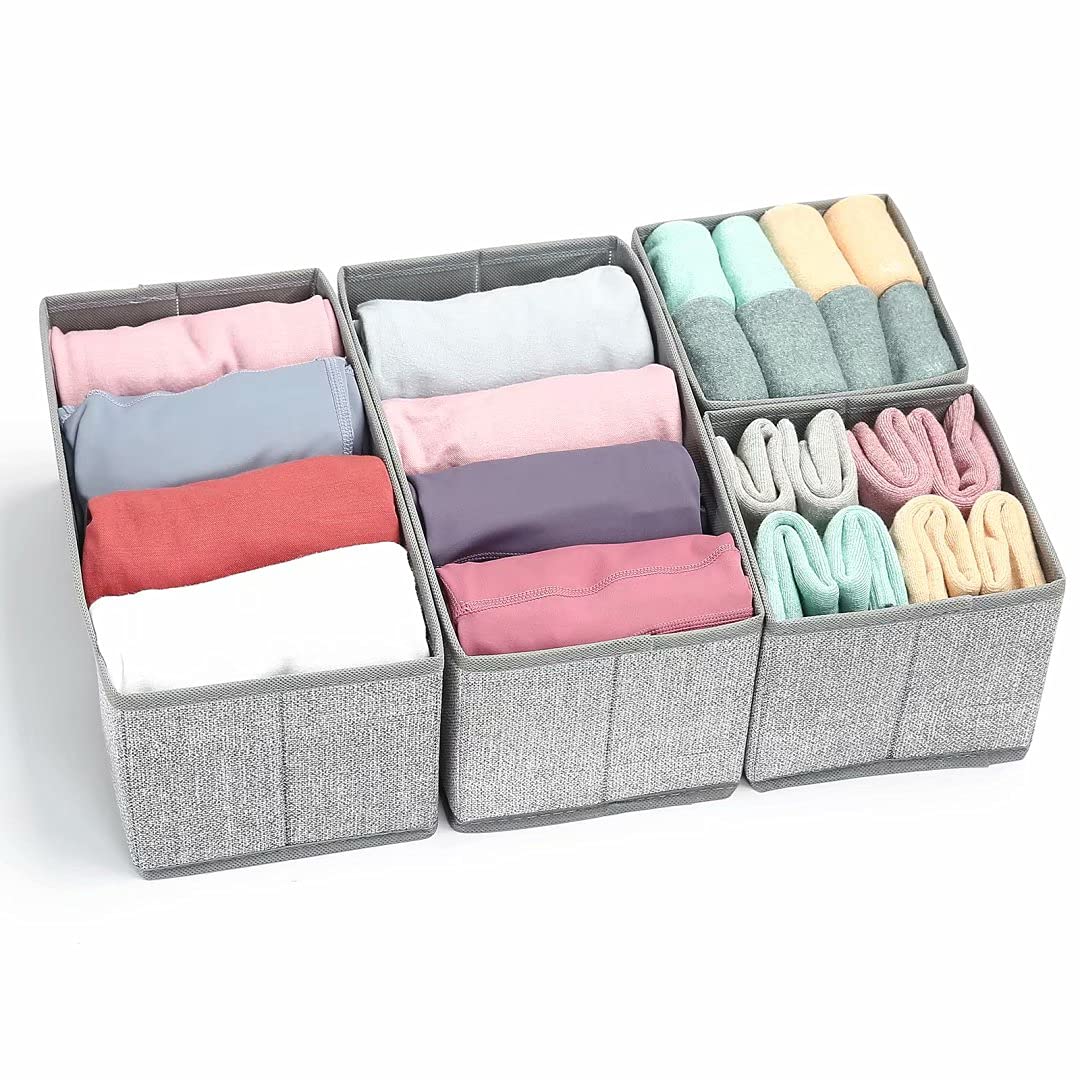 4 Pieces Drawer Organizer Bins &#x2013; Storage Basket Drawer Dividers for Clothes,Underwear, Socks &#x2013; Cloth Container Cube Bins for Home Organization, Closet, Shelves, Dresser