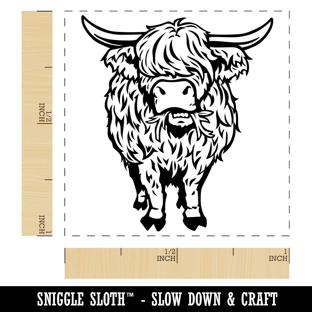 Buy in Bulk - Shaggy Highland Cow Eating Grass Self-Inking Rubber Stamp ...