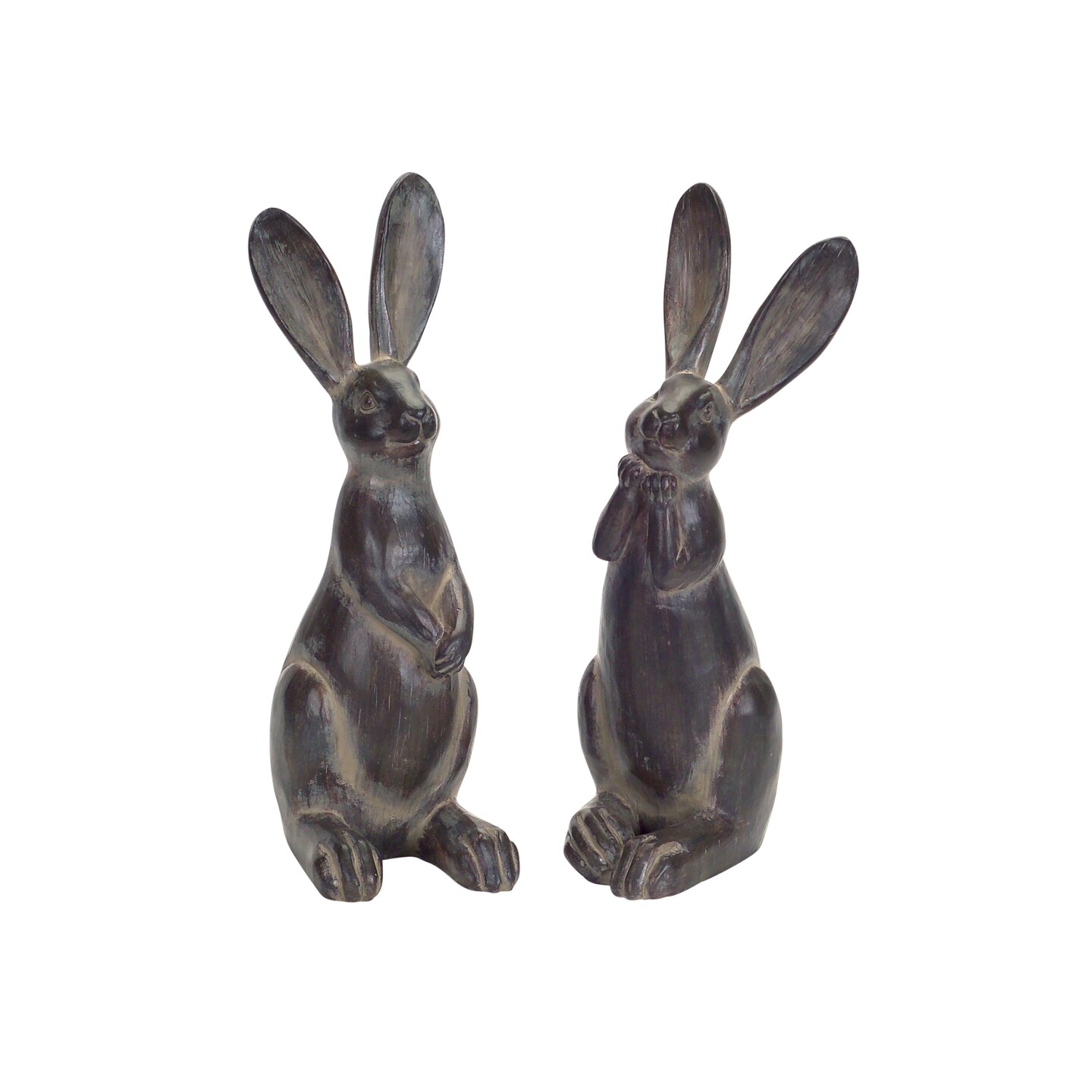 Melrose Rabbit Outdoor Statues - 11.5&#x22; - Black - Set of 2