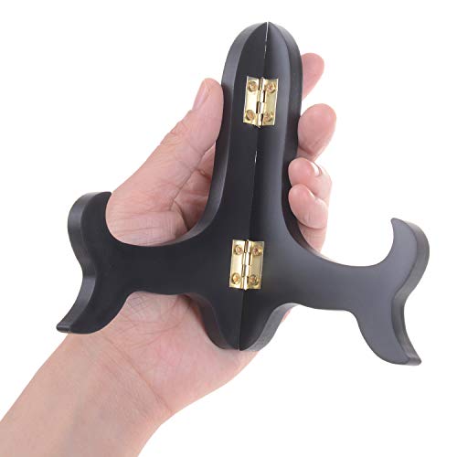 LOCOLO 6 Packs Black Wooden Display Stand Plate Holder Easels Picture Frame Holder (4 inch)