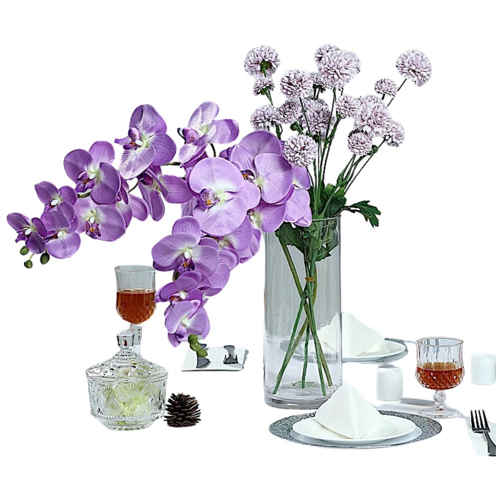 Graceful Silk Orchid Flower Stems: Set of 2, 40-Inch Artificial Centerpieces