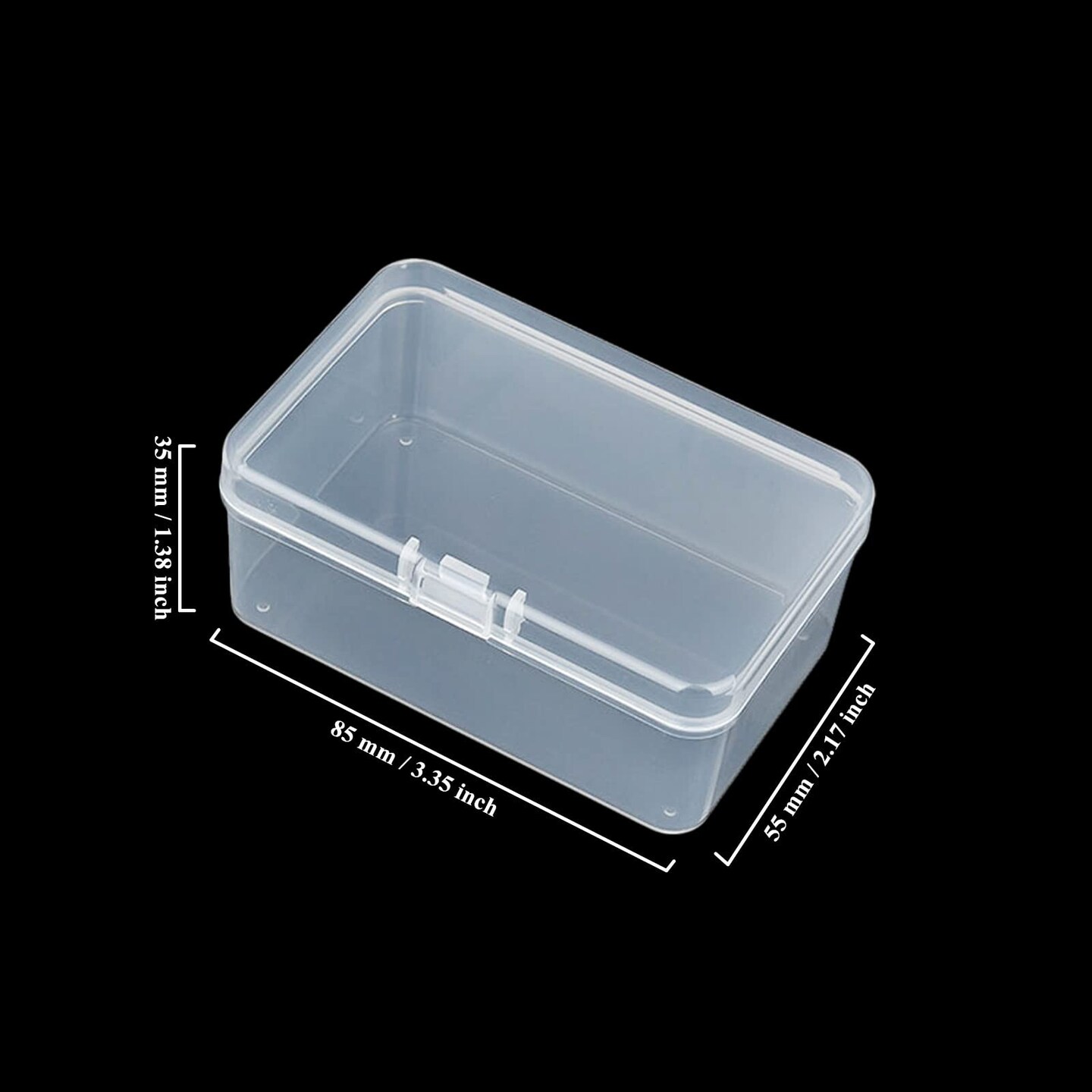 Thintinick 20 Pack Rectangular Clear Plastic Storage Containers Box with Hinged Lid for Beads and Other Small Craft Items (3.35 x 2.17 x 1.38 inch)
