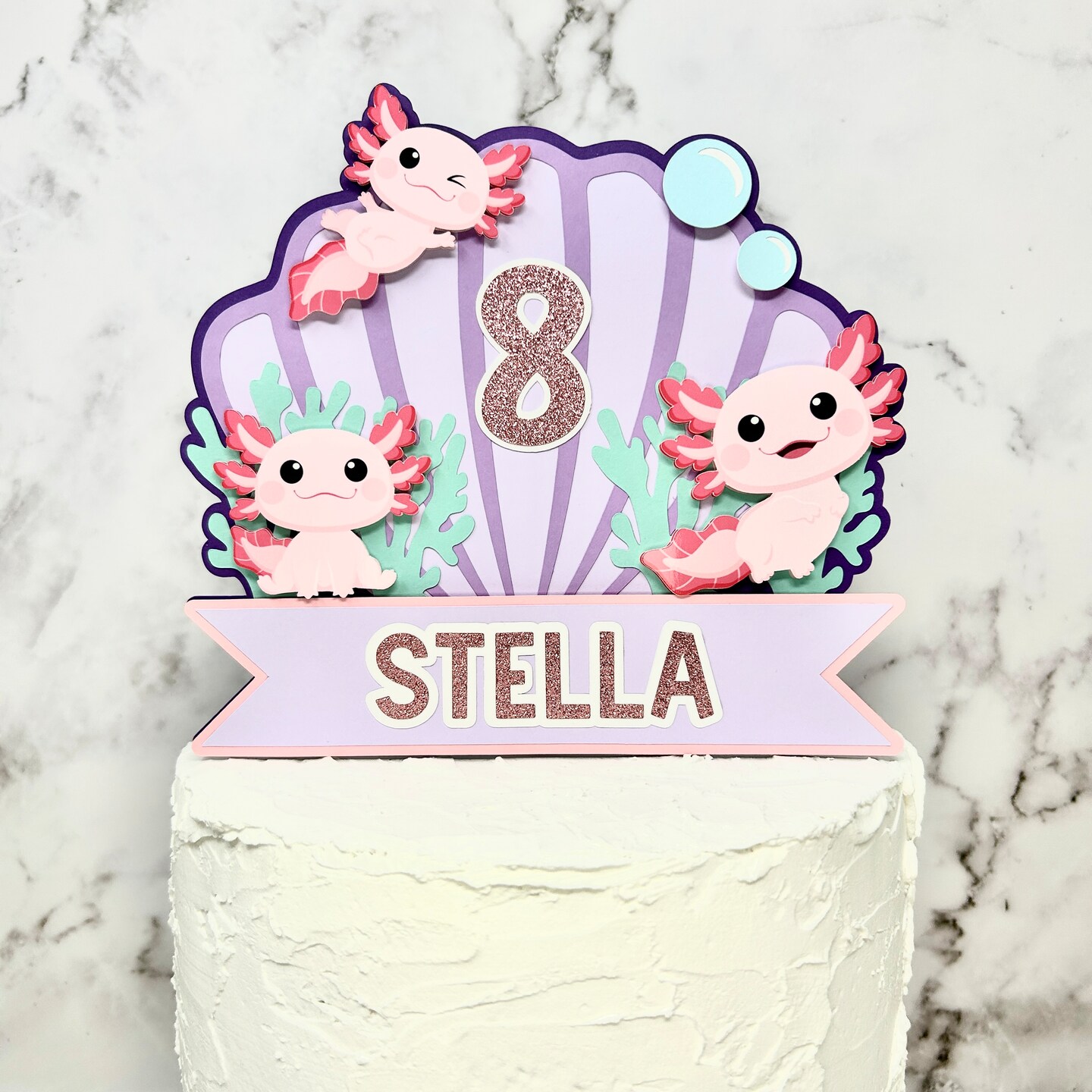 Rosa Axolotl Geburtstagsparty-Deko-Set – Inkl. Banner, Ballons, Cake Topper & Tischdeko (Theme Party)