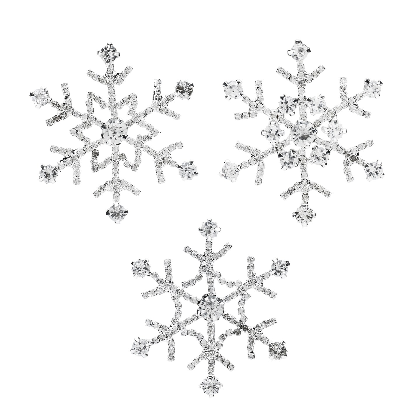 Melrose Snowflake Christmas Candle Pins - 2&#x22; - Silver - Set of 3