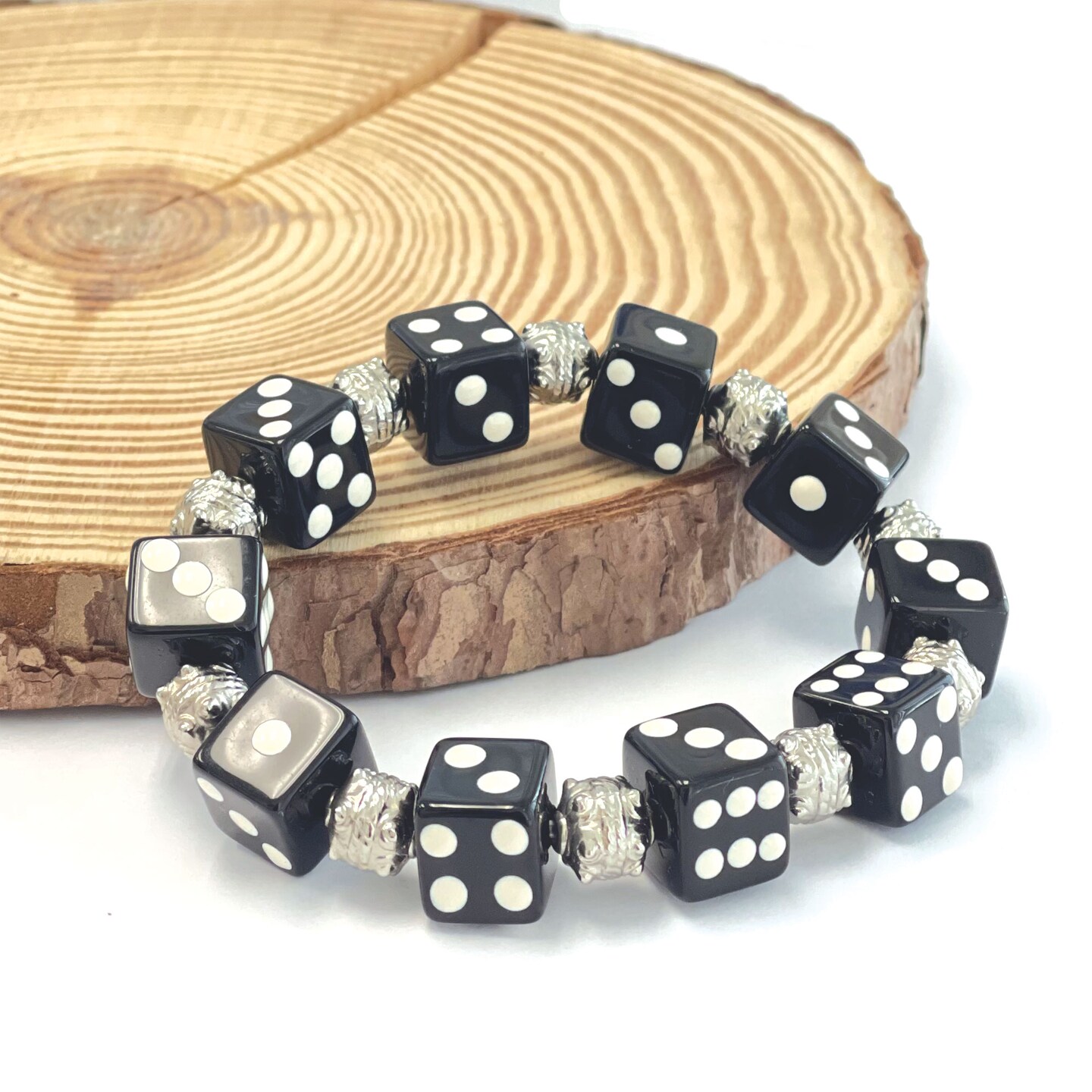 Dice Bracelet, Casino Game Bunco Gambling Beaded Jewelry, Birthday