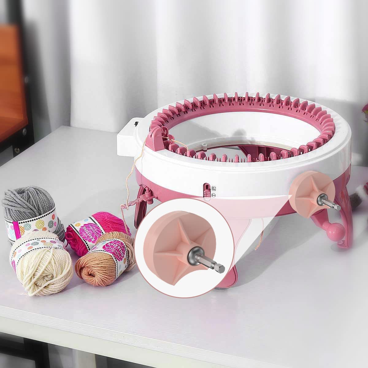 Quick Knit Machine Adapter/ Attachment with Power Screwdriver for 48Needles,40 and 22,Crank Handle Adapter with Hex Drill Steel Bit,DIY Craft Knit Sewing Accessories for Beginner(Pink)