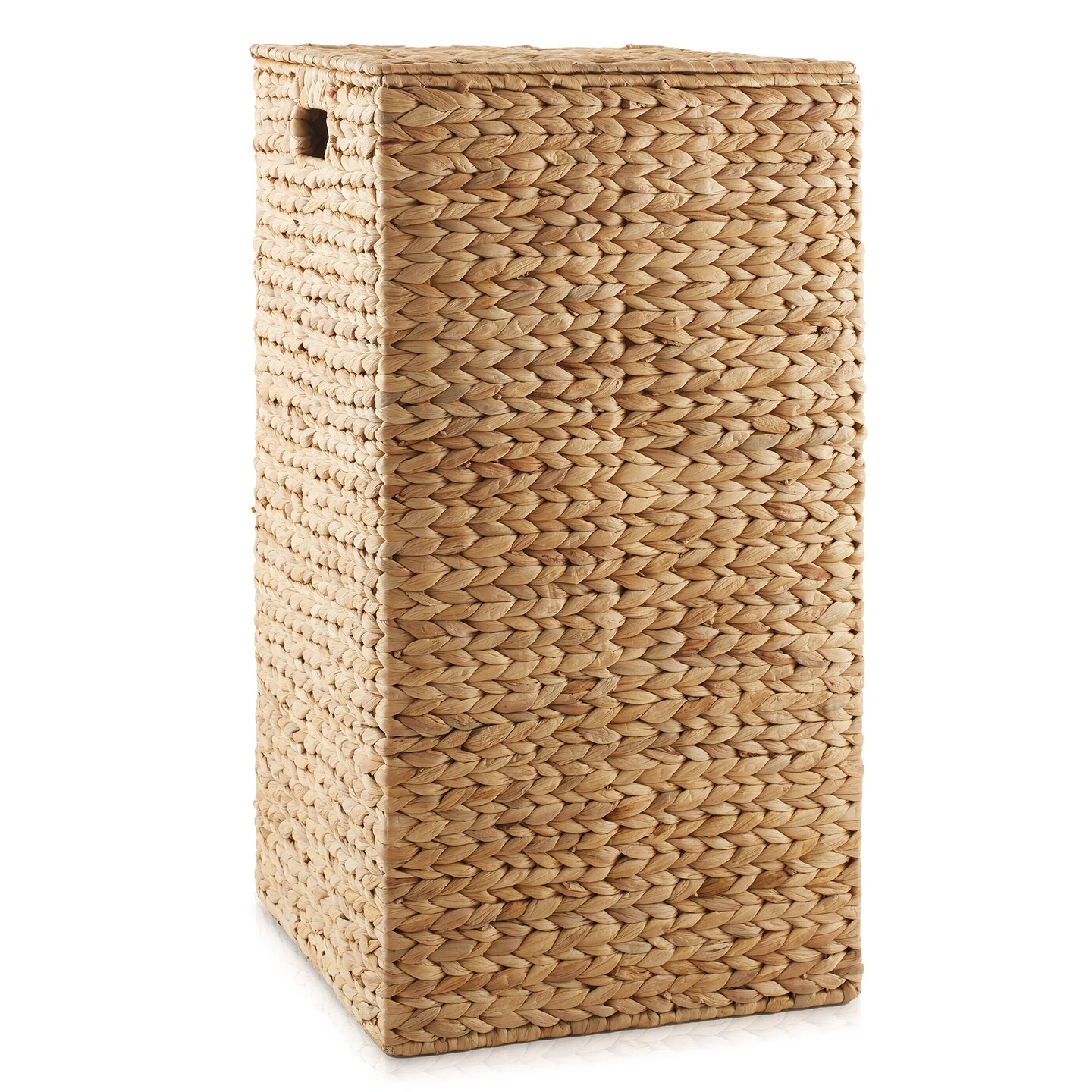 Casafield Laundry Hamper with Lid and Removable Liner Bag, Woven Water Hyacinth Square Laundry Basket Sorter for Clothes and Towels