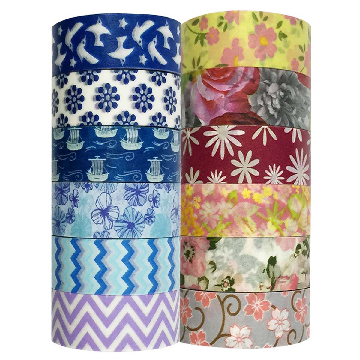 Wrapables Washi Tapes Decorative Masking Tapes, Set of 12, ADSET33