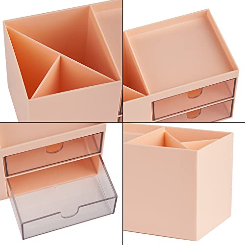 Office Desk Organizer with drawer, Office Supplies and Desk Accessories, Business Card/Pen/Pencil/Mobile Phone/Stationery Holder Storage Box (Pink)