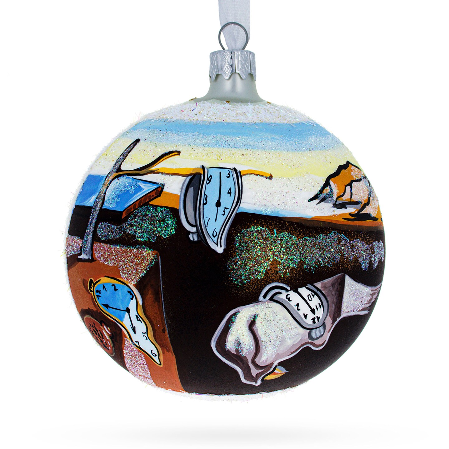 1931 &#x27;The Persistence of Memory&#x27; by Salvador Dal&#xED; Blown Glass Ball Christmas Ornament 4 Inches