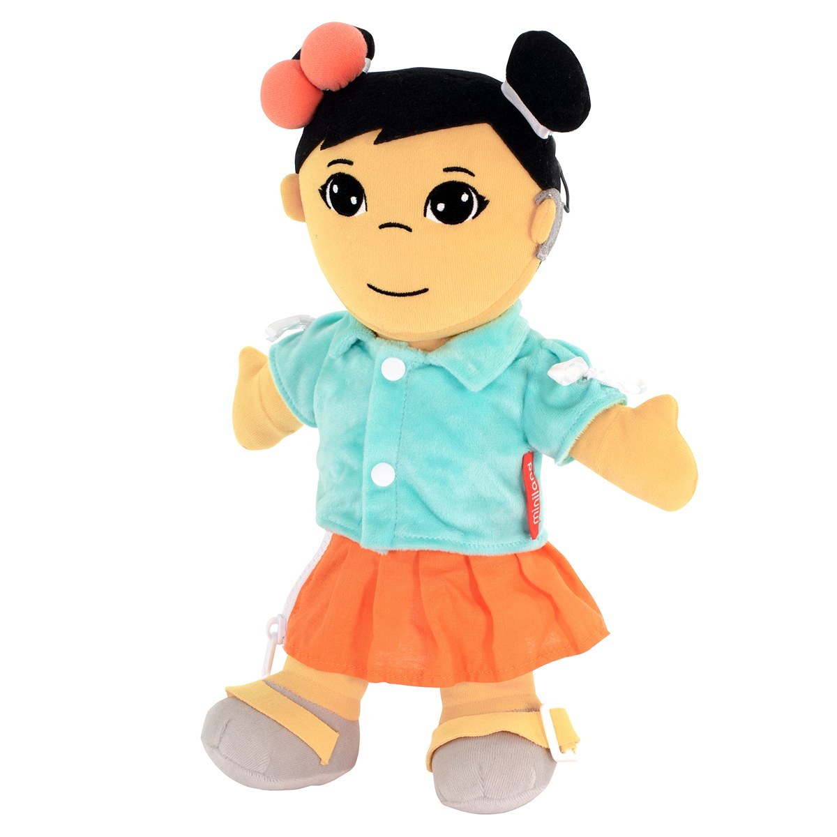Miniland Fastening Learn To Dress Doll - Female with Cochlear Implant