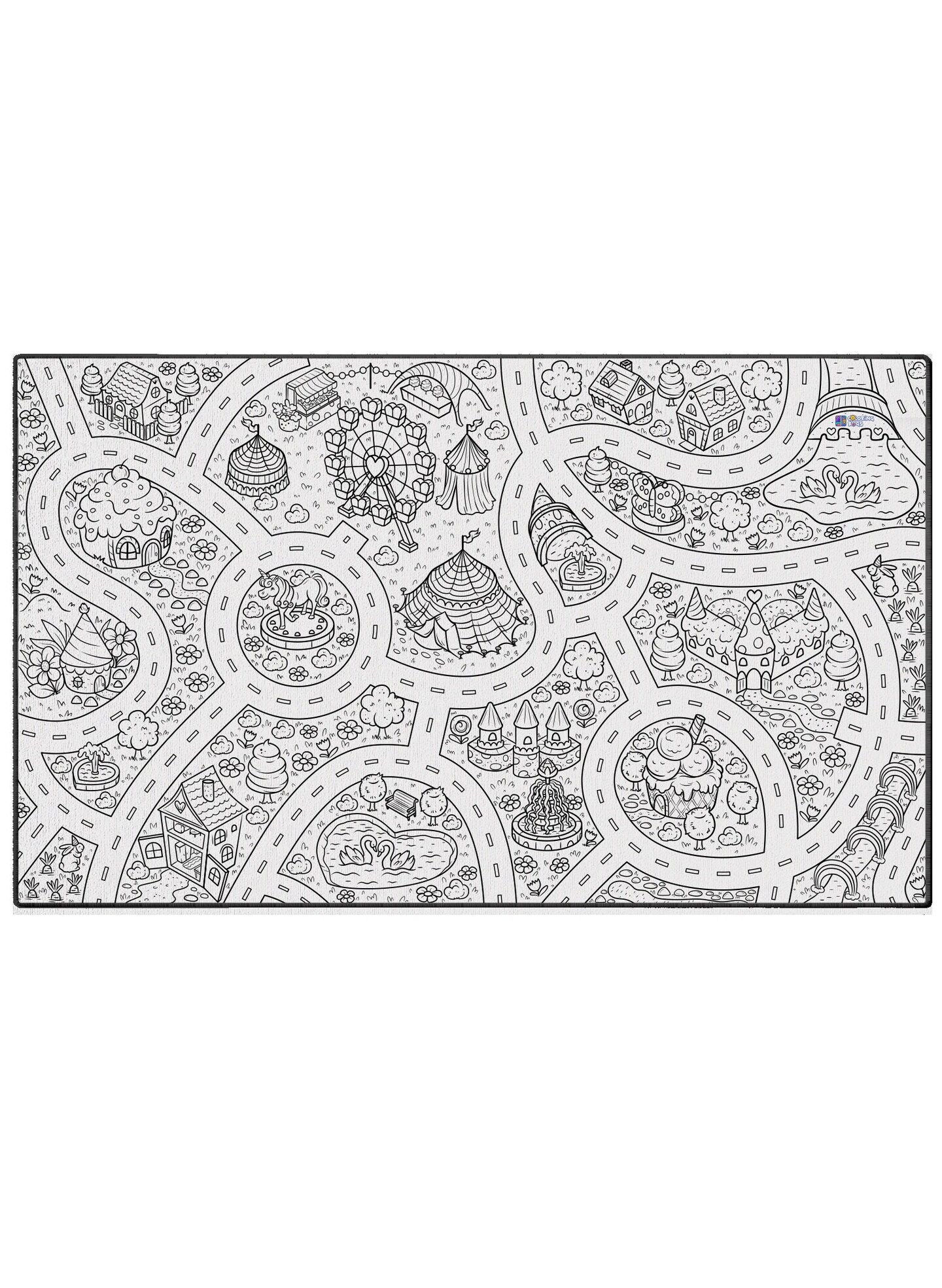 Magic Theme Fair Kid&#x27;s Coloring Page Washable Rug Playroom Decor Birthday Theme Gift For Kids Gift For Toddler Preschool Kindergarten
