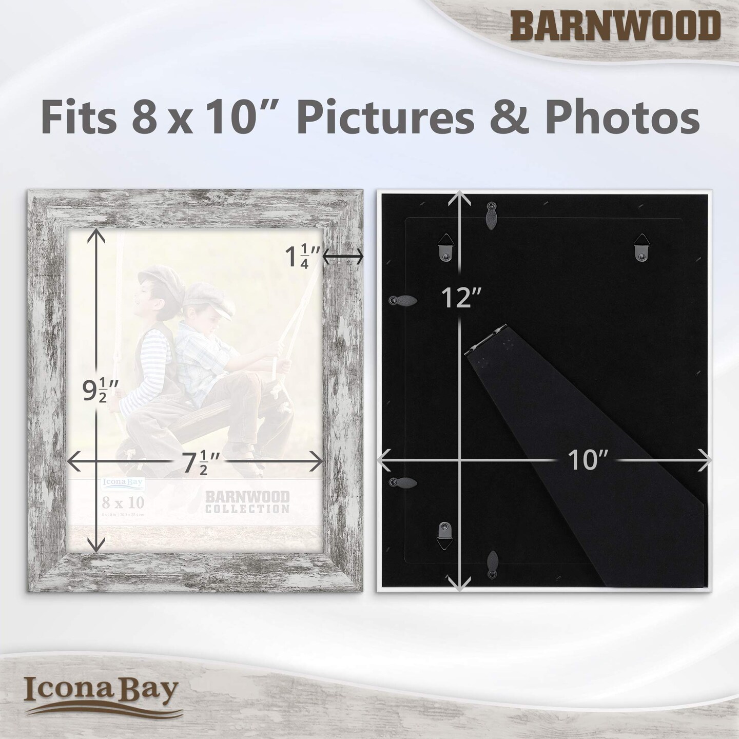 8x10 Pony Gray Picture Frame, Country Rustic Style 8 x 10 Photo Frame, Table Top or Wall Mount, Barnwood Collection