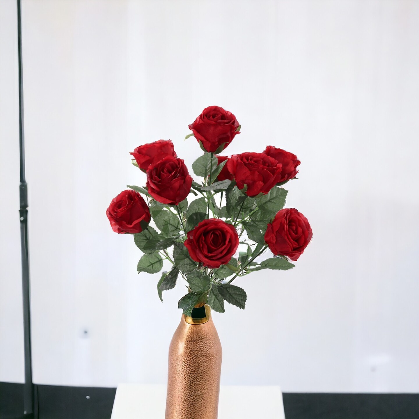 12-Pack: Red Rose Bush with 9 Silk Flowers & Foliage, Floral Home by Artificial Flowers