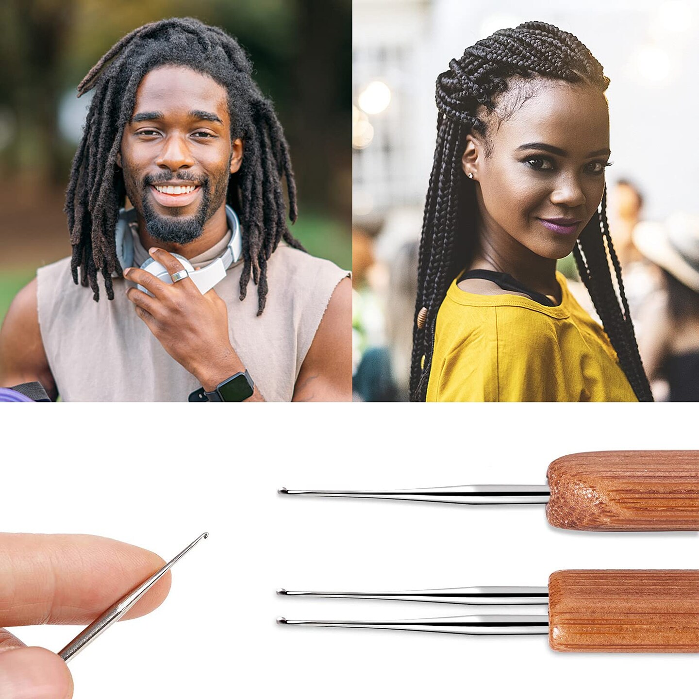 Dread Locks Crochet Loc Needle for Braid Craft 0.5mm (1 Hook and 2 Hooks)