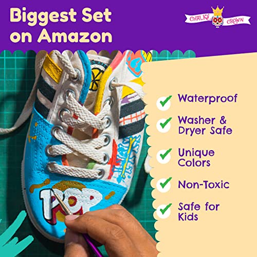 15 Colors Permanent Fabric Paint for Clothes, Fabric Paint for Canvas Textile Paint Cloth Paint Fabric Paint Set Fabric Paints Child Safe Paint for Fabric with 10 Brushes &#x26; Storage Box (60ml each)