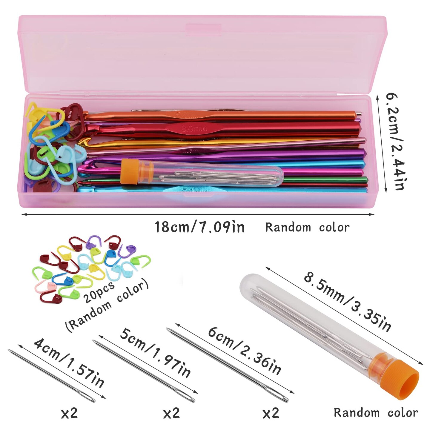 48 Pieces Crochet Hooks Set, 21 Sizes Crochet Needles with Case, Ergonomic Knitting Needles, Crochet Hooks Kit with Crochet Accessories Stitch Markers Blunt Needles for Crocheting Yarn