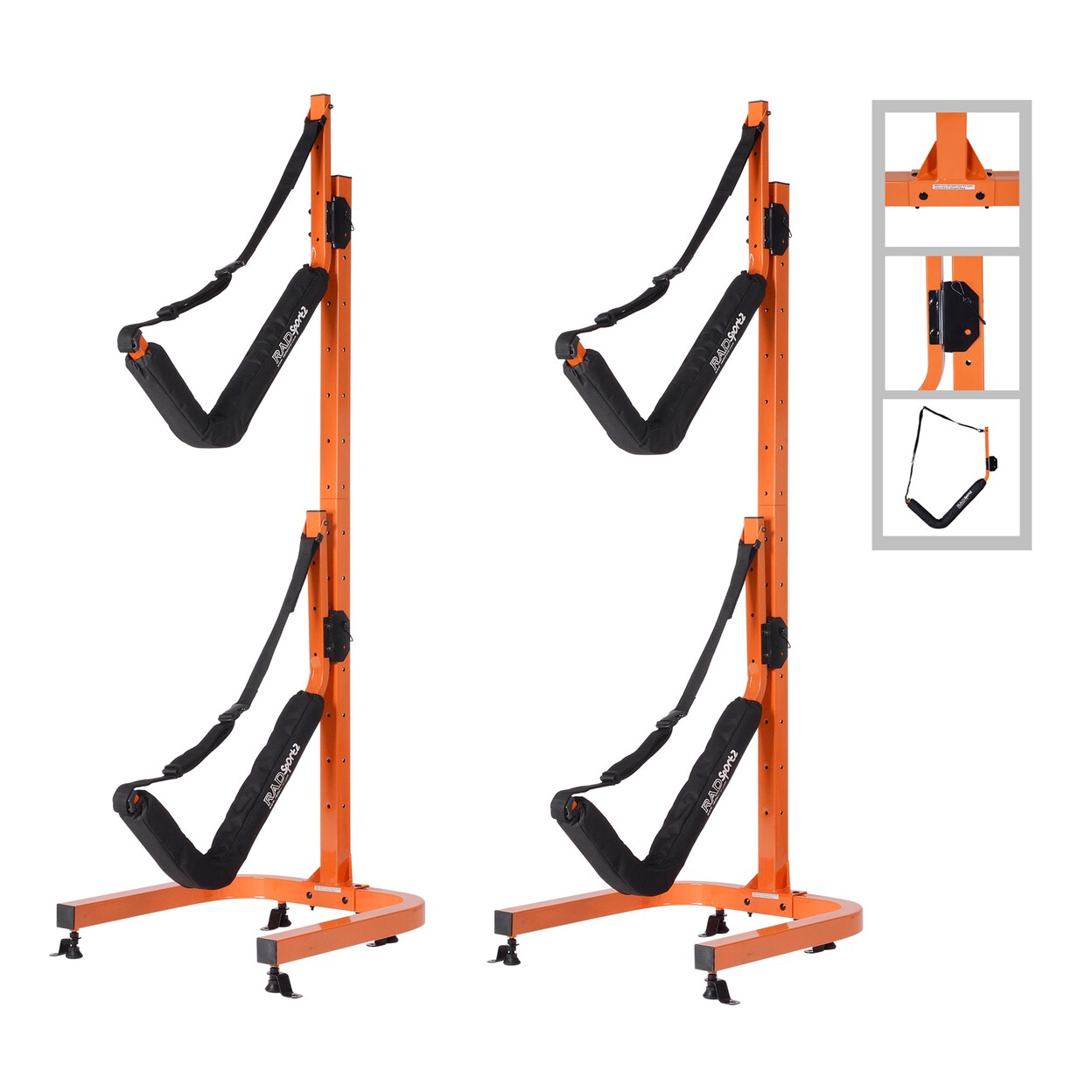 Rad Sportz Heavy Duty 2 Kayak Rack Freestanding Indoor Outdoor Storage Orange Black