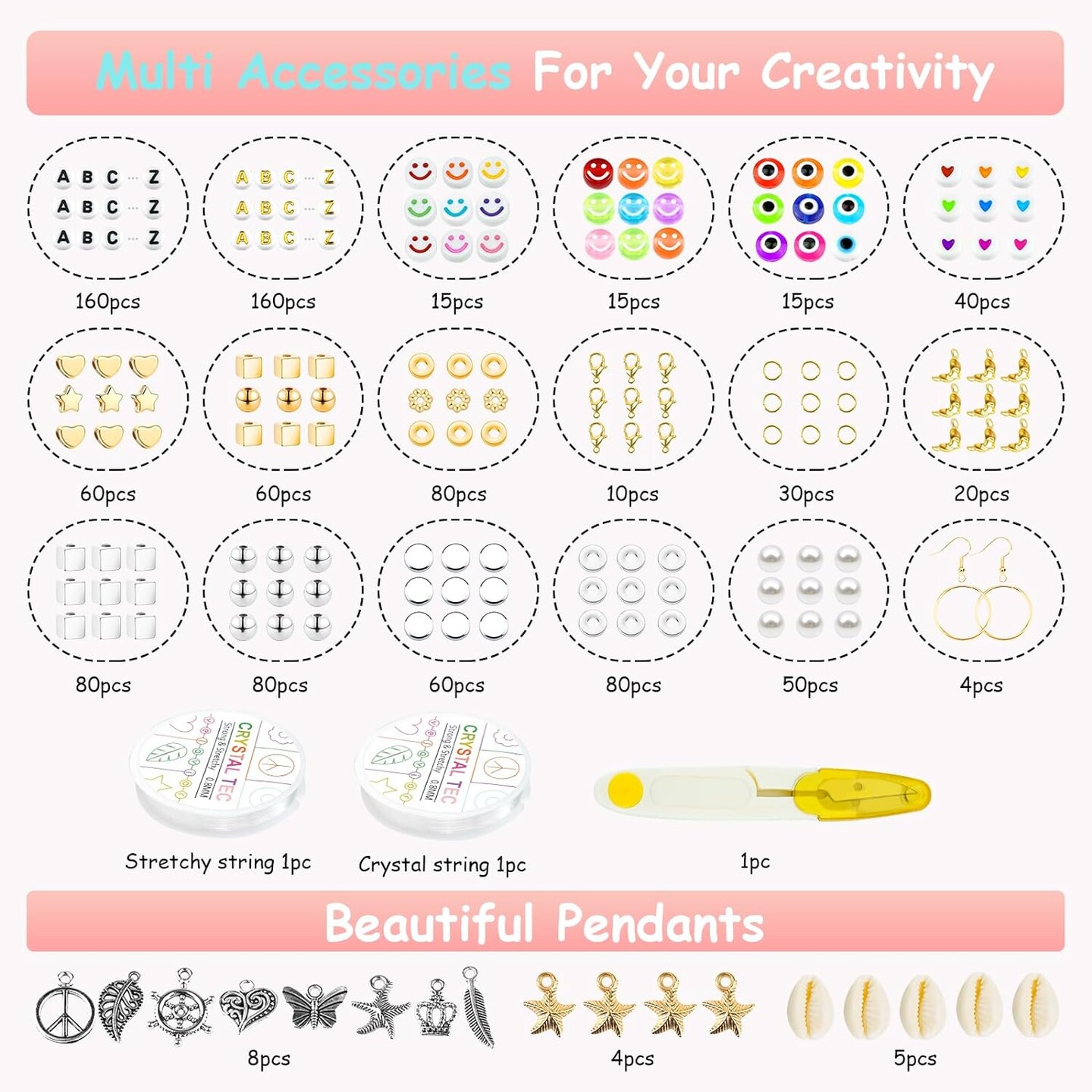 15000 Pcs Clay Beads Bracelet Making Kit, 96 Colors Polymer Heishi Beads With Letter Charms Elastic Strings For Girls Preppy Craft/Jewelry