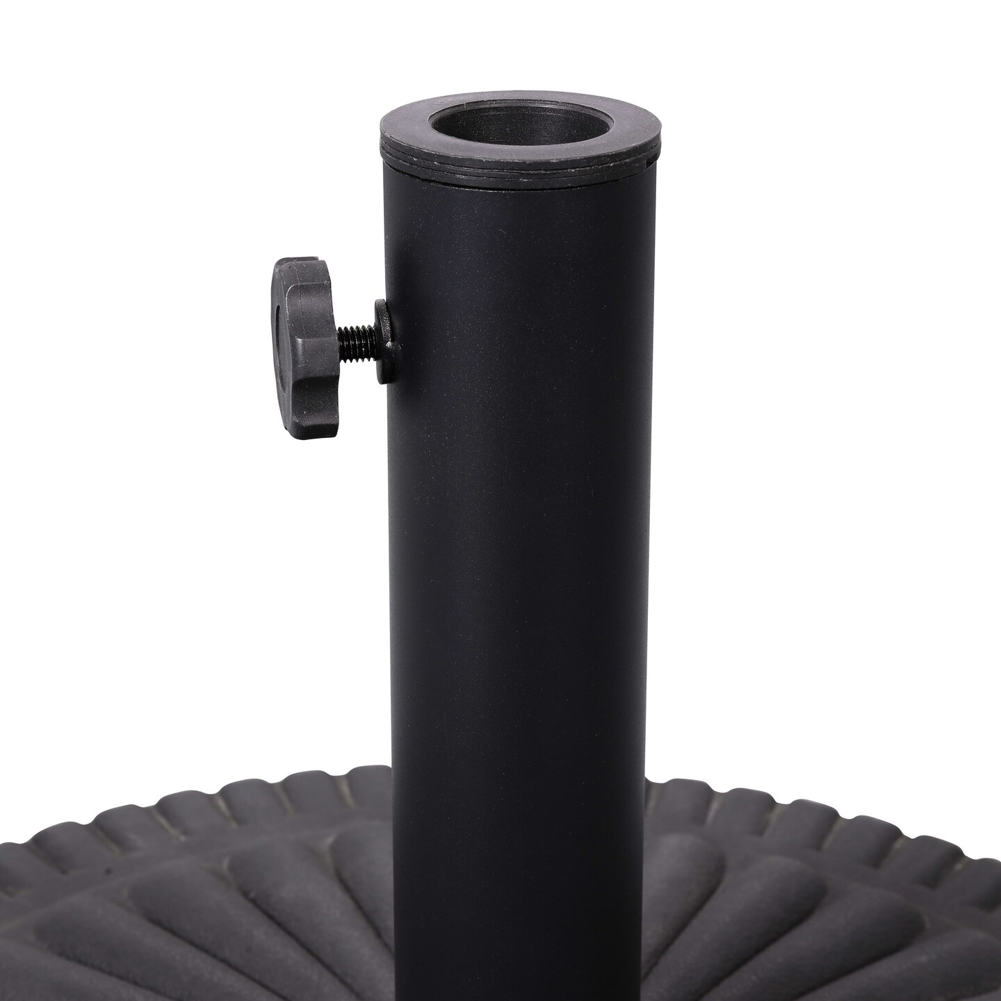 Emma and Oliver Keegan 19.25&#x22; Diameter Universal Sunburst Pattern Cement Patio Umbrella Base with Weatherproof Plastic Polymer Coating