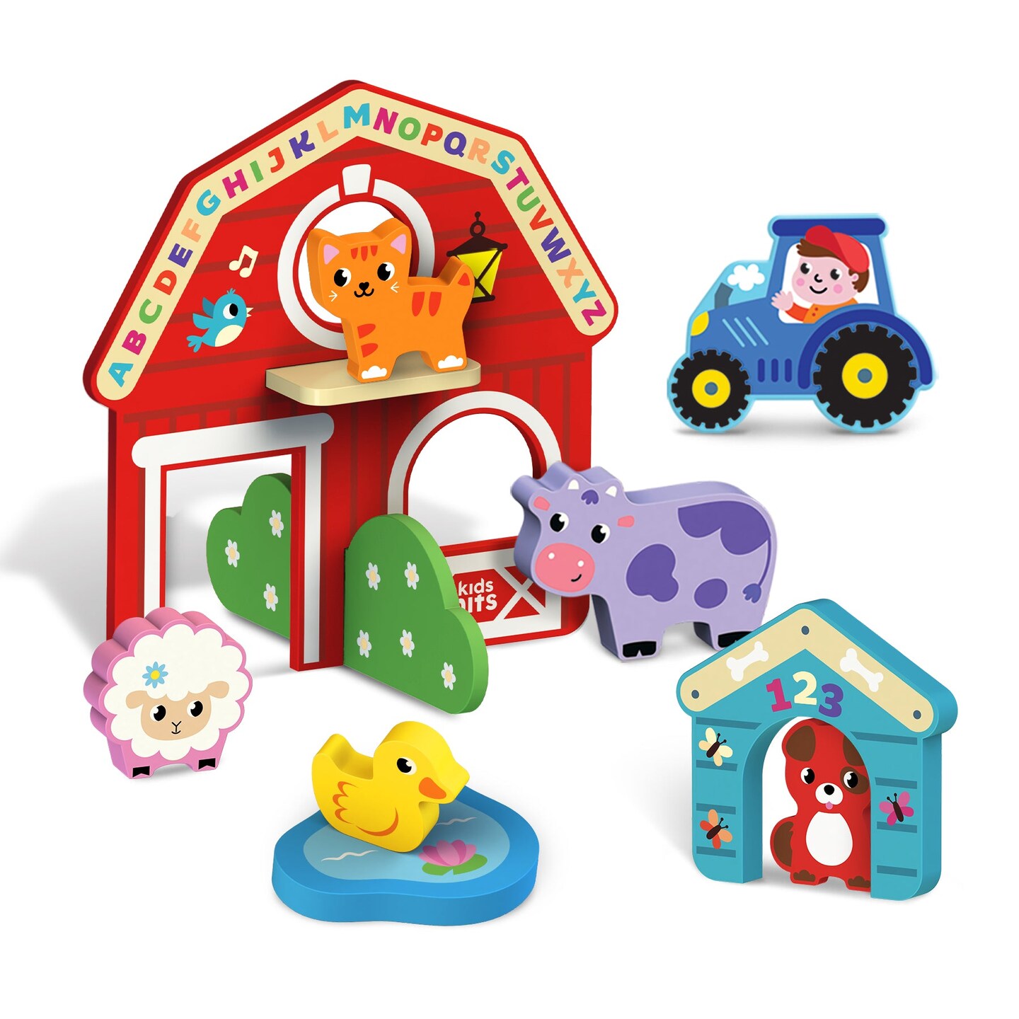 Kids Hits: Unleash Creativity with the Wooden Farm Set - Building, Matching, and Imaginative Play for Little Explorers!