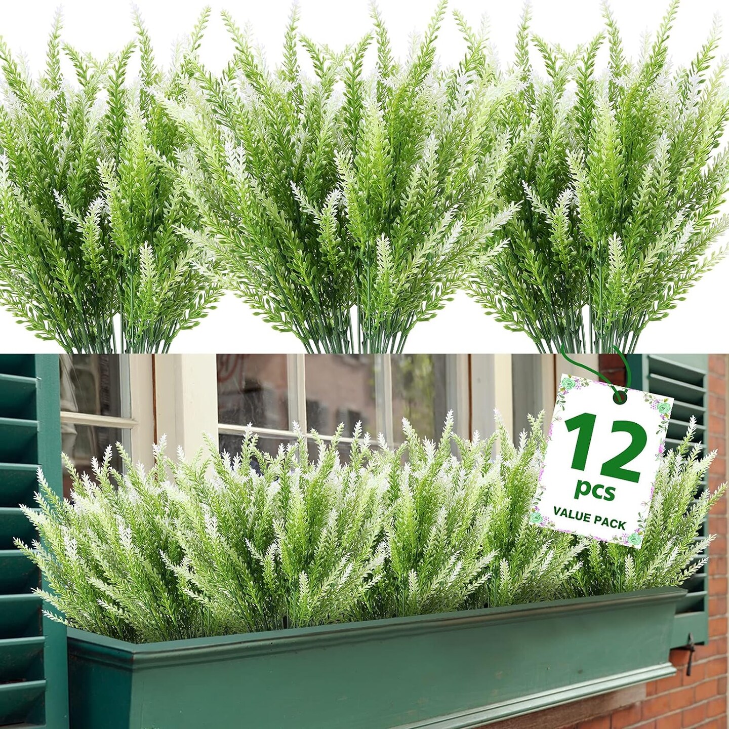 12 Bundles of UV Resistant Artificial Plants for Outdoor Décor