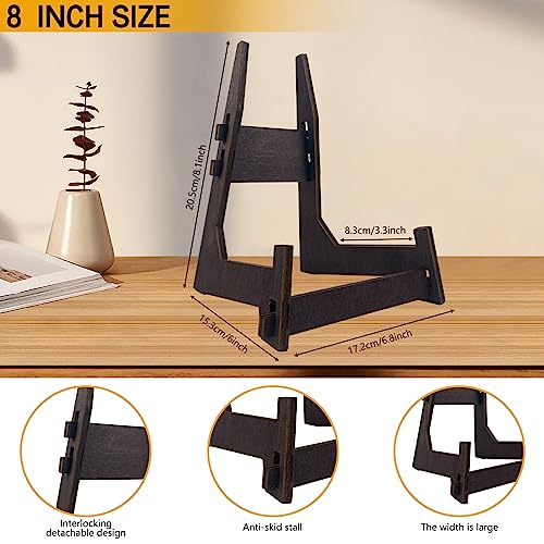 2 Pack 8 Inch Display Stand, COLOOFO Wooden Easel Stand Plate Stands for Display Decorative Picture Frame Stand, Easel Display Stand,Book Display Stand, Plate Holder Display Stand