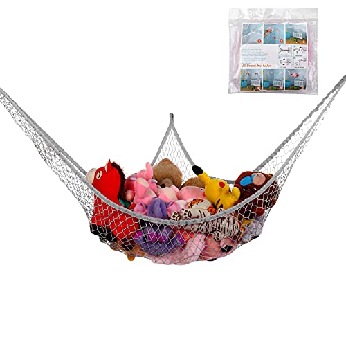 Stuffed Animals Net, Toy Hammock for Stuffed Animals, Jumbo Toy Storage Net 83&#x22; Wall Sling Corner Extra Large Kids Children Mesh Toy Net Organizer (Gray, 83 Inch)