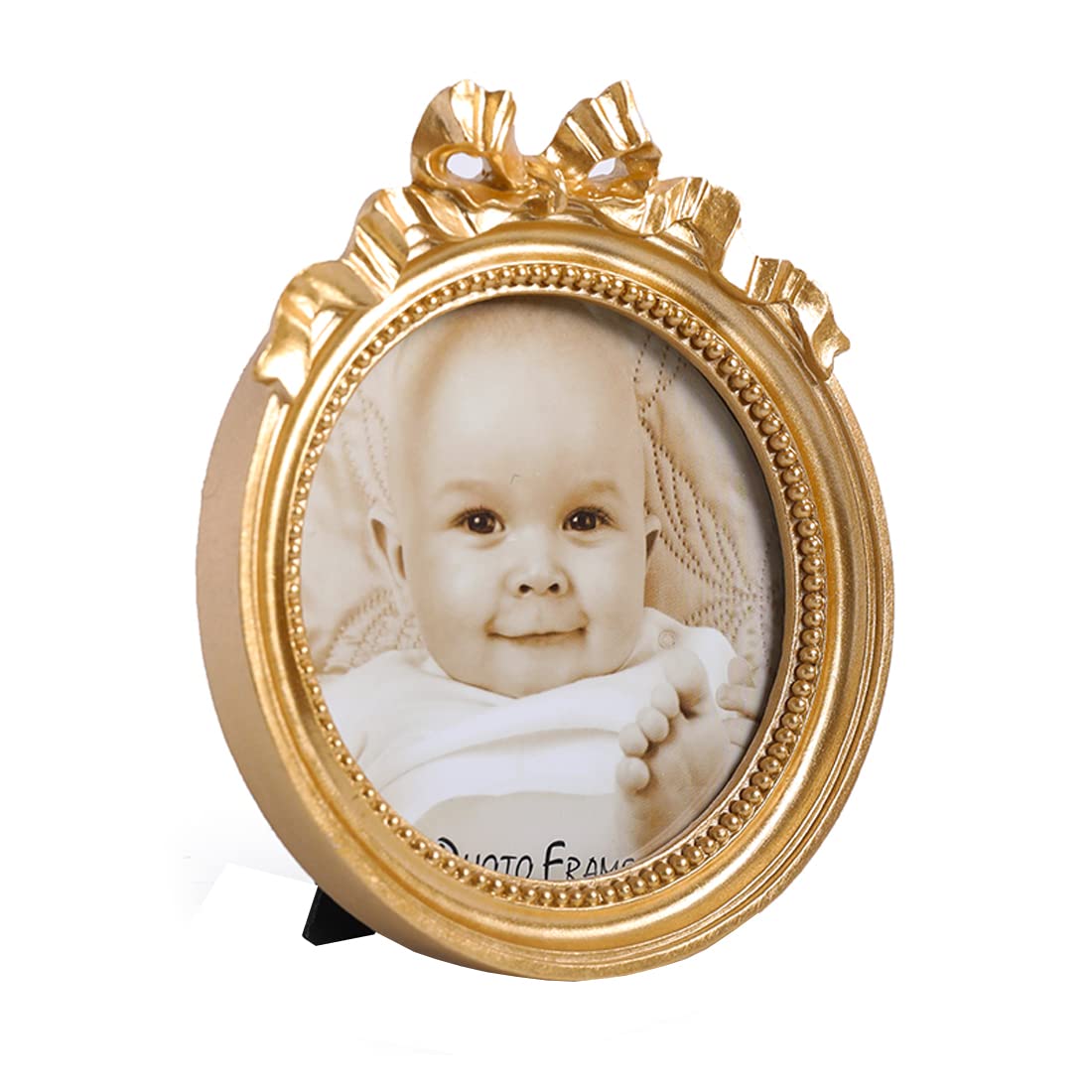 Kangce Picture Frames 3.5x3.5 Vintage Picture Frames Round Picture Frames Small Gold Picture Frames Wallet Size Picture Frames Ornate Picture Frames Antique Wall Decor with Embossed Beaded