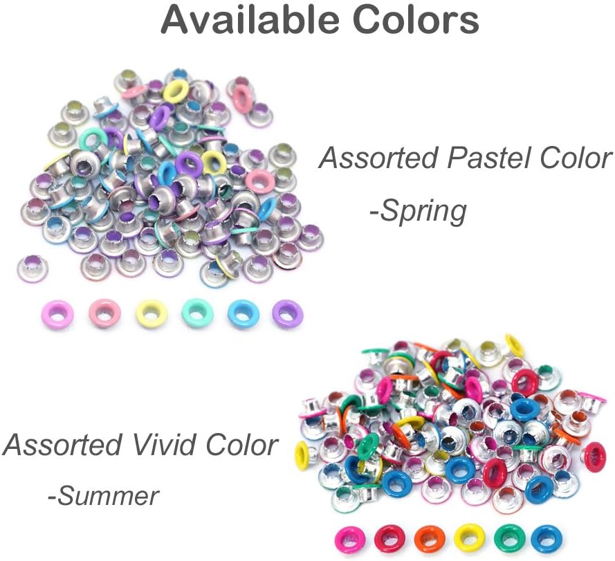 3mm/1/8&#x22; Quicklet Eyelets-Scrapbooking/Birthday Wedding Baby Greeting Holiday Card/Paper Craft/Luggage Cruise Tag/DIY Album/Clothing etc-Pre-Cut Back Slit Set with a Pen-84 PCS (Pastel)