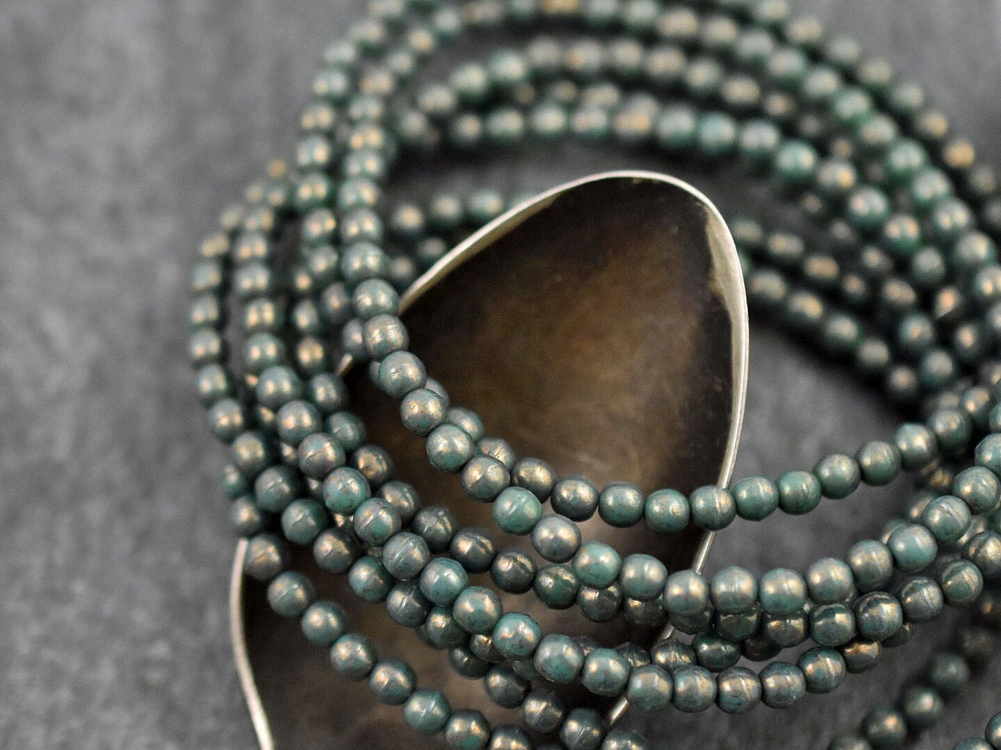 *50* 3mm Gold Washed Persian Turquoise Round Druk Beads