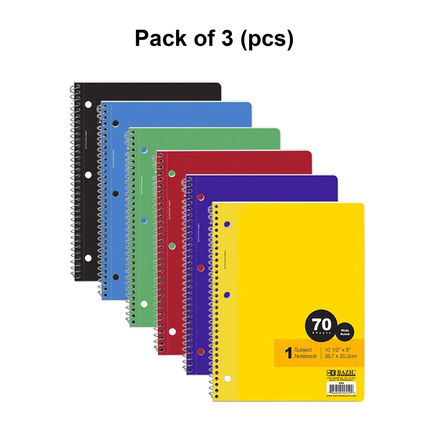 Notebook Spiral W/R 1-Subject 70 Ct | MINA&#xAE;