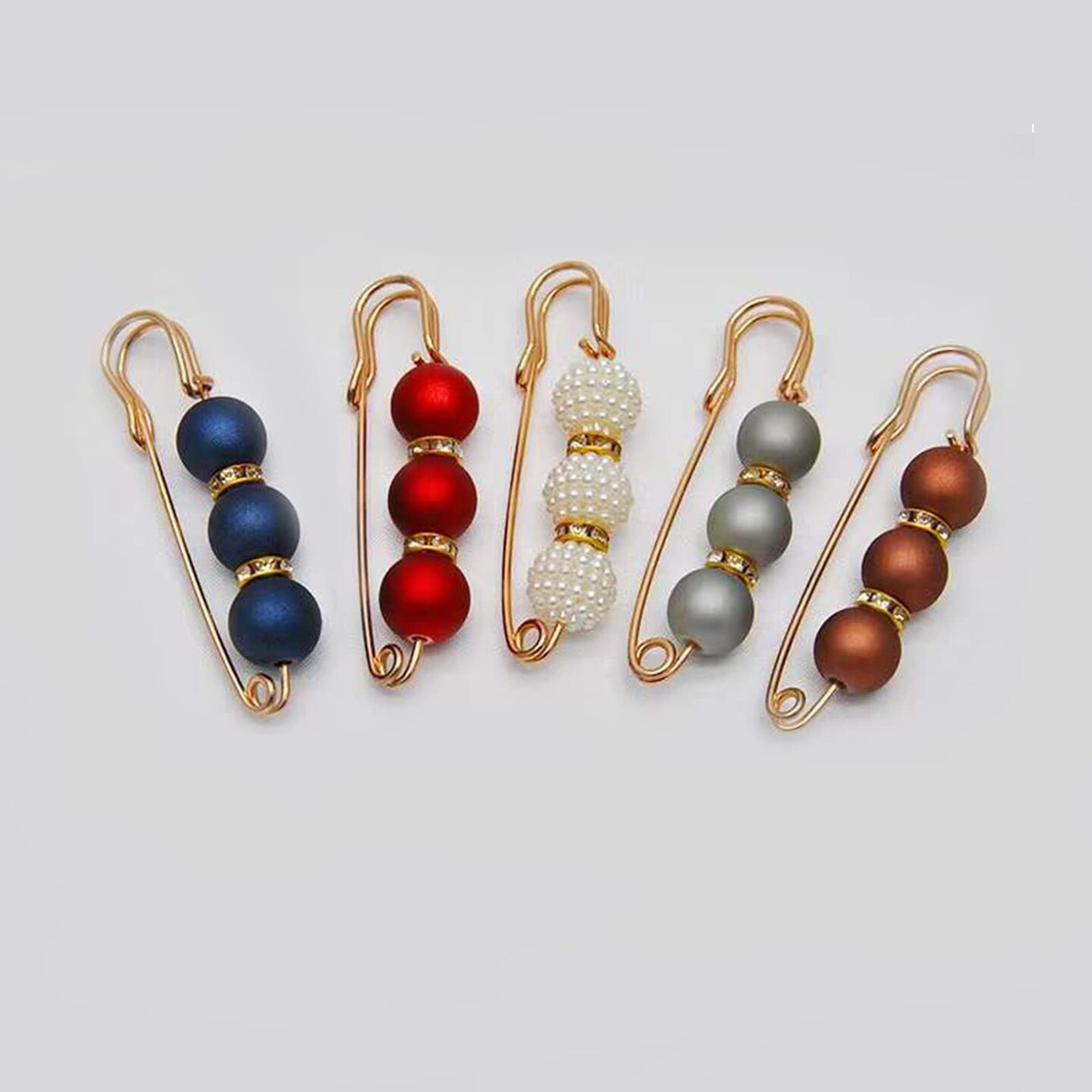5 Pcs Pearl Brooch Pins for Women Fashion, Brooch Pins for Crafts, Sweater Shawl Clip Double Gold Brooch Pins for Women&#xFF0C;Waist Pants Extender Safety Pins (Mixed color)