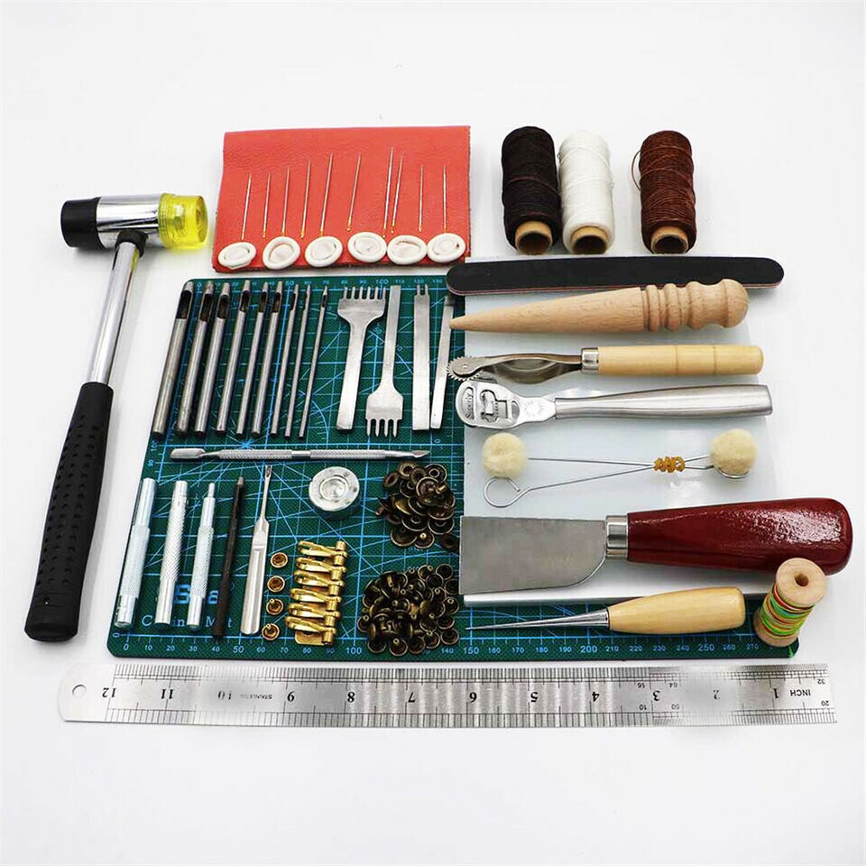Leather Craft Tool Kit Sewing Punch Carving Stitching Hand Working Tools