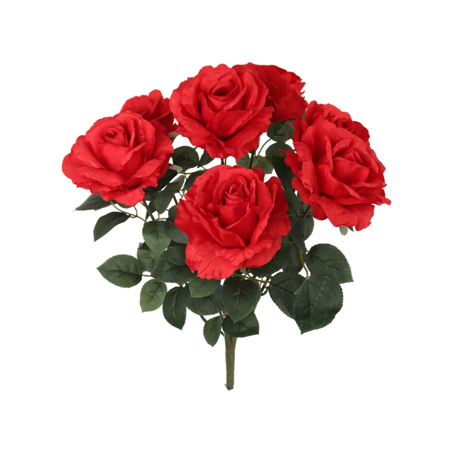 6-Pack: Red Rose Bush with 7 Silk Flowers & Foliage, Floral Home by Artificial Flowers