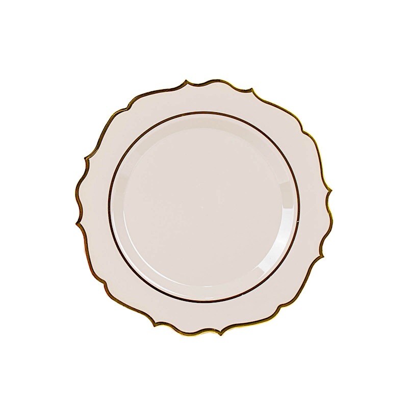 10.5&#x22; Disposable Plastic Plates Scalloped Rim