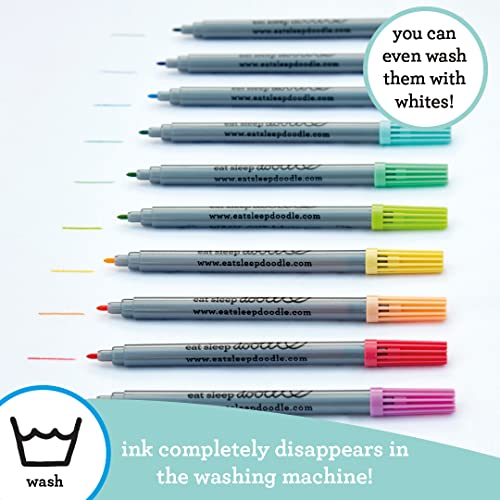 10 Pieces Original Doodle Wash-Out Fabric Marker Set Double-Ended Felt Tip Markers: Pastel Colors