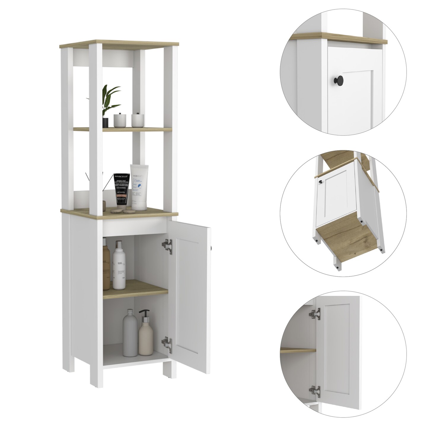 4-Shelf Linen Cabinet - 57.32 | Elevate Bathroom Storage