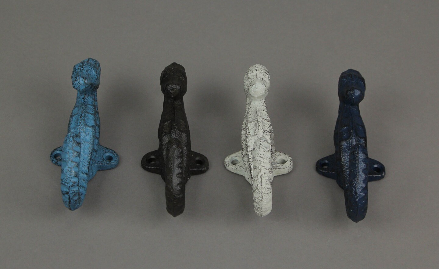 Set of 4 Cast Iron Seahorse Decorative Wall Hooks