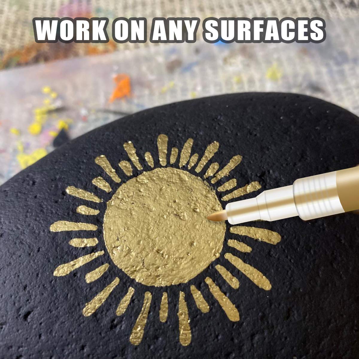 6 Pieces Paint Pen Gold Silver Metallic Permanent Acrylic Markers Set for Fabric Glass Rock Wooden Ceramic Leather Tire Painting, 0.7mm Extra Fine Tip (3pcs Gold+3pcs Silver)