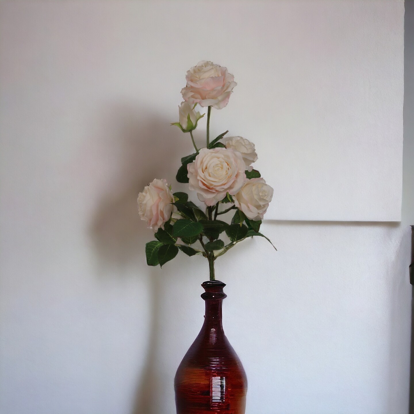 Cream &#x26; Pink Rose Spray: Set of 12, 27-Inch, Silk Roses by Floral Home&#xAE;
