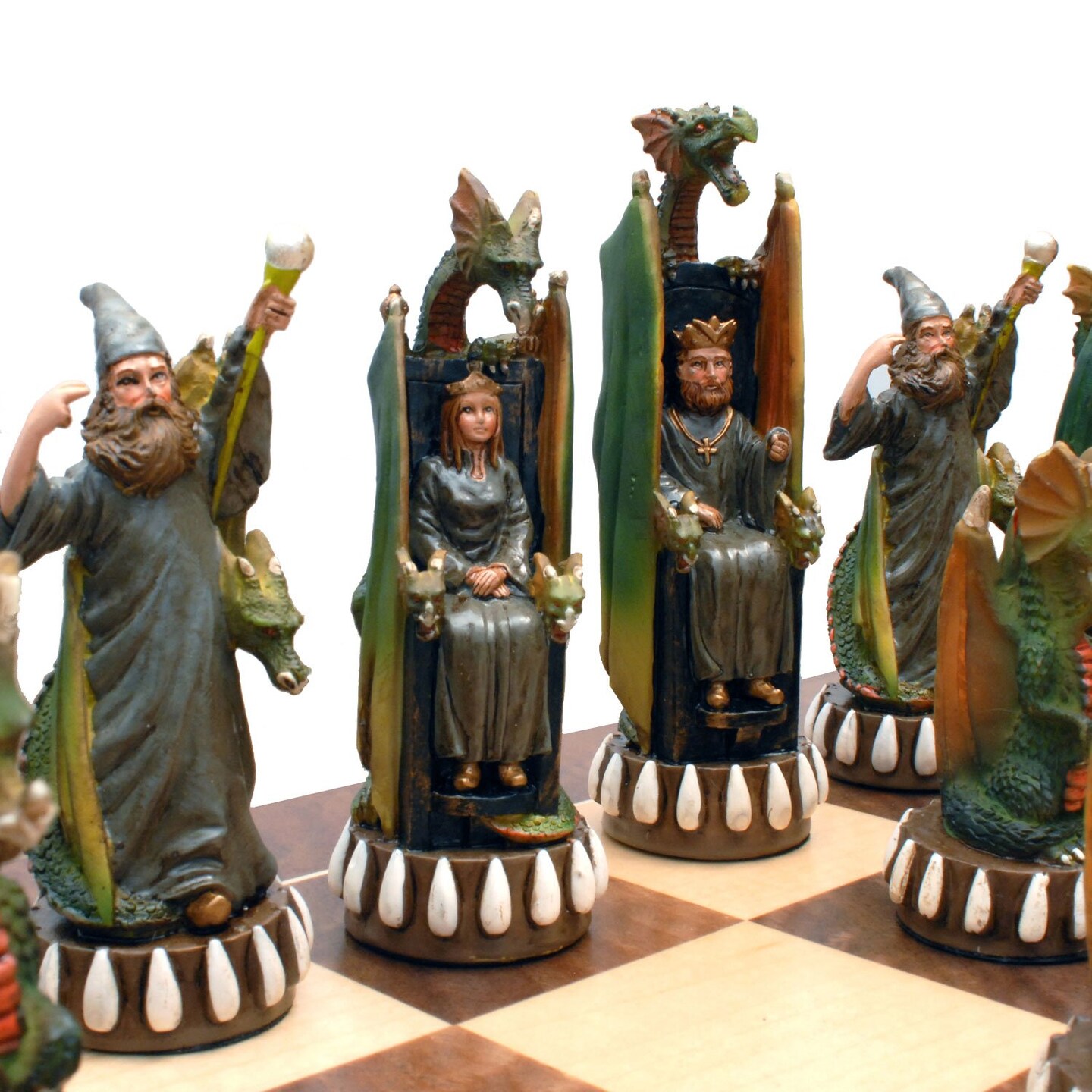 WE Games Hand Painted Dragon Themed Chess Pieces with 4.7 in. King.