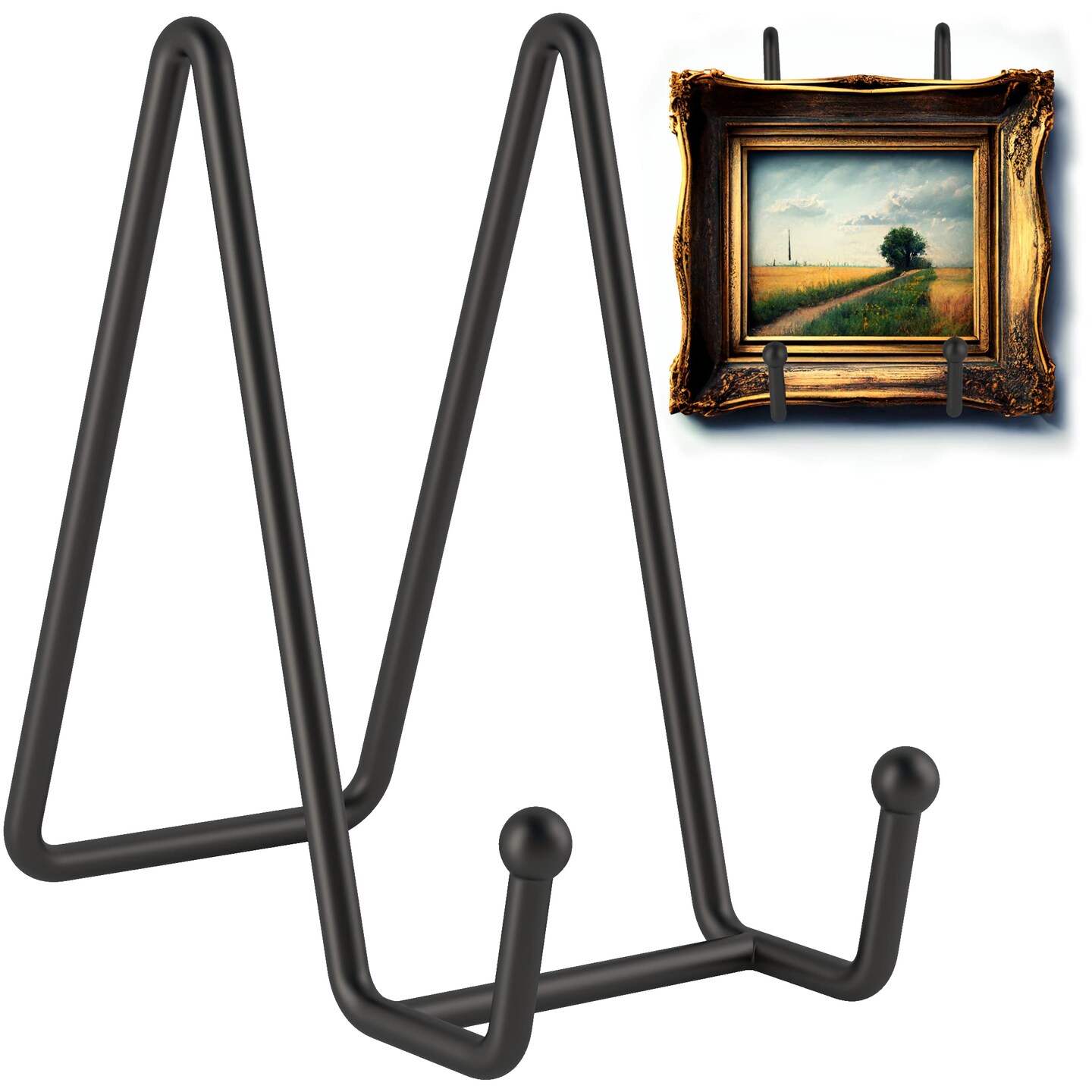 Petiy Beauty 2 Pack 6 Inch Plate Stands for Display, Black Iron Plate Holder Display Stand, Metal Frame Holder Stand for Picture, Decorative Plate Dish, Book, Photo Easel and Tabletop Artistic Work