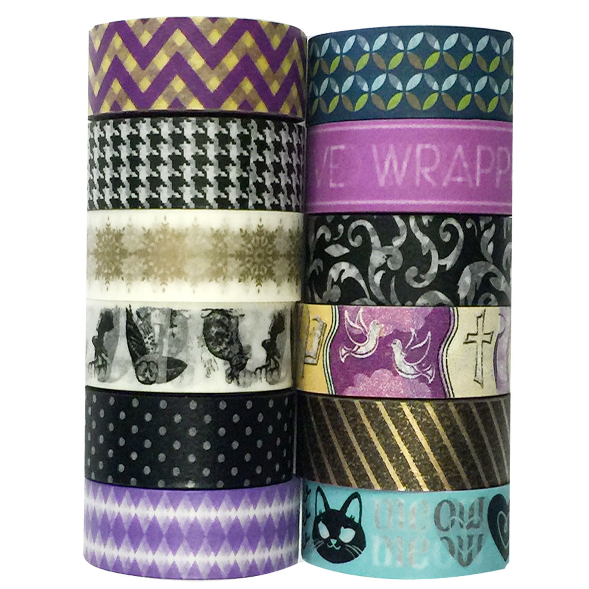 Wrapables Washi Tapes Decorative Masking Tapes, Set of 12, ADSET07