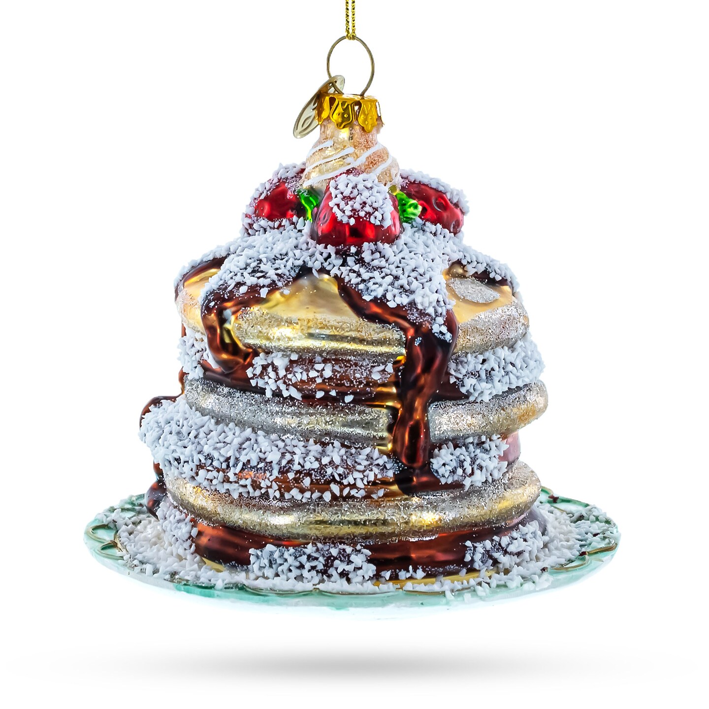 Pancakes with Maple Syrup Glass Christmas Ornament